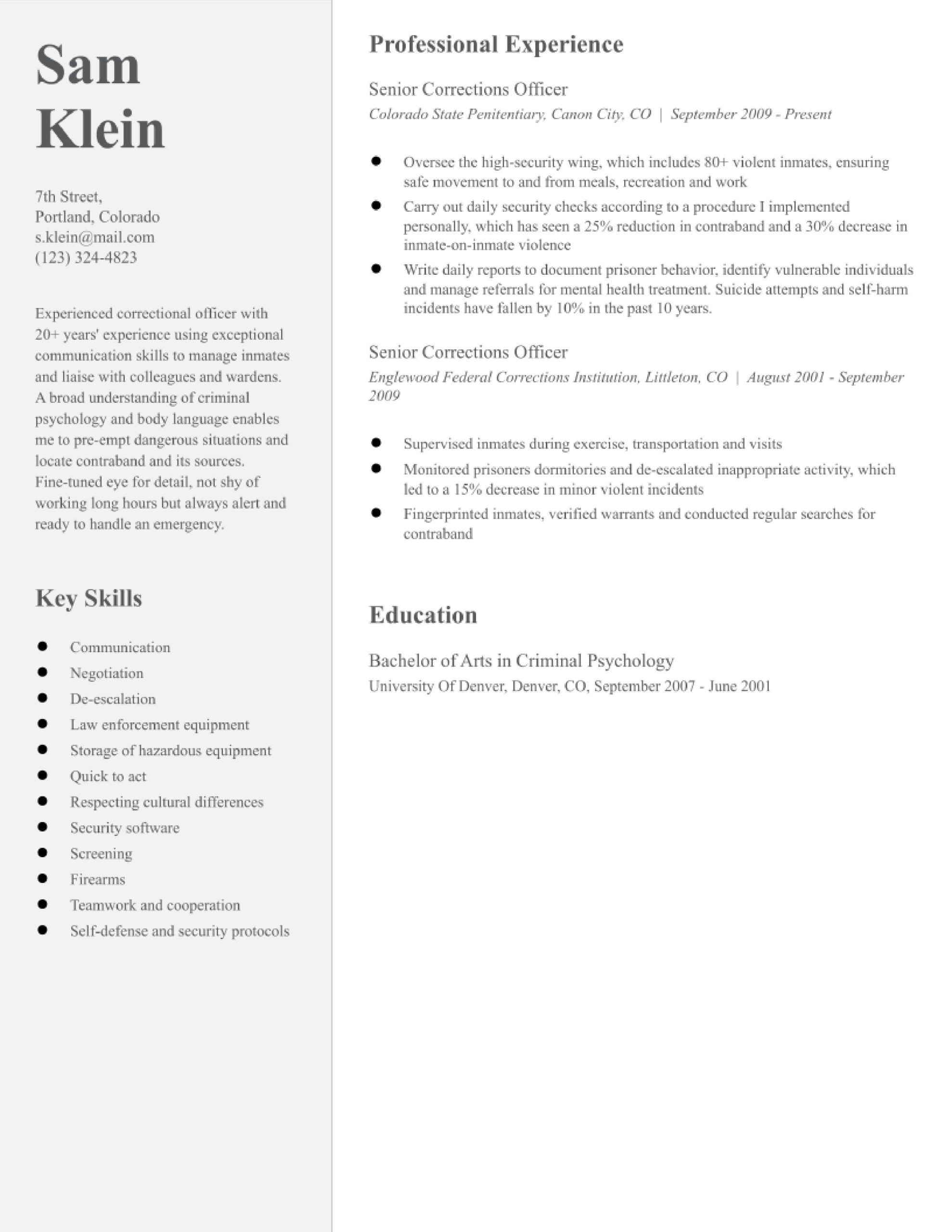 Building A Detention Officer Resume Sample Correctional Officer Resume Examples In 2022 – Resumebuilder.com