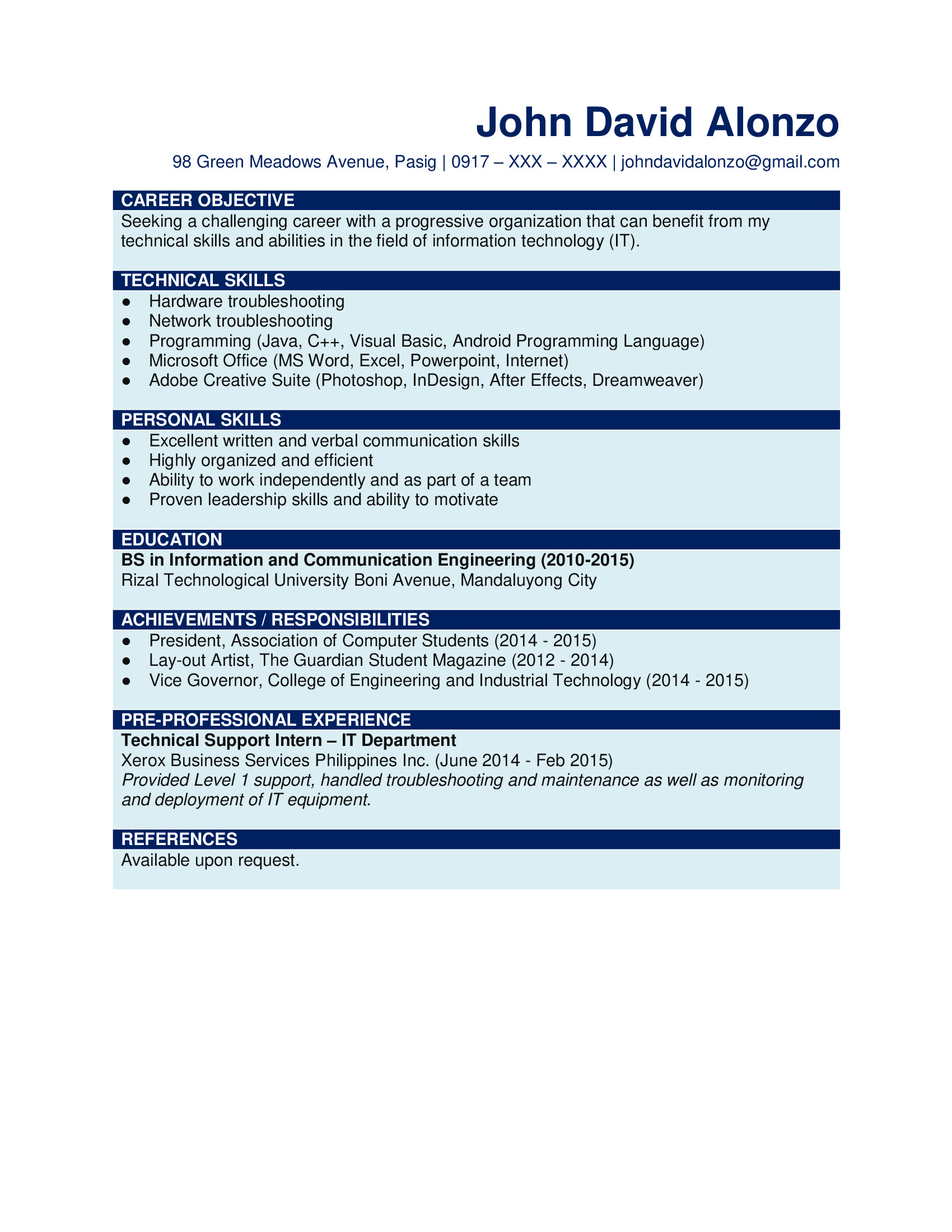 Changing the formatting On A Pre formatted Sample Resume Sample Resume formats for Fresh Graduates