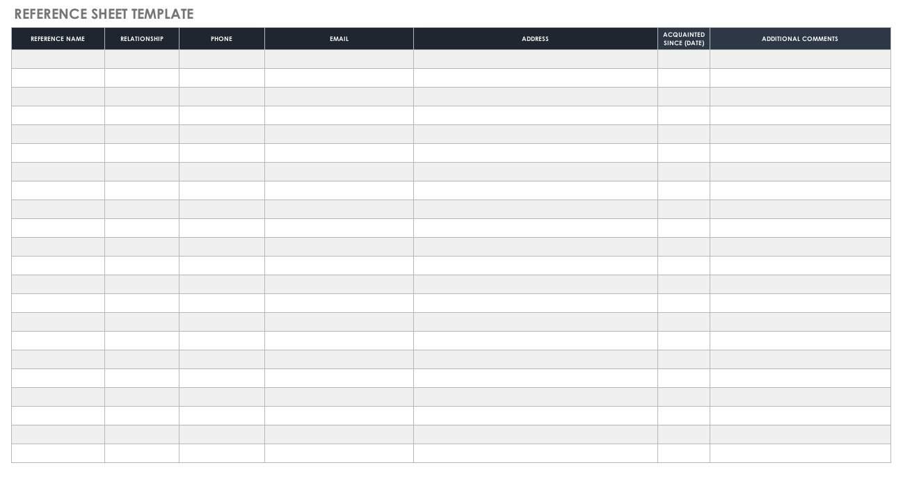 free reference list templates