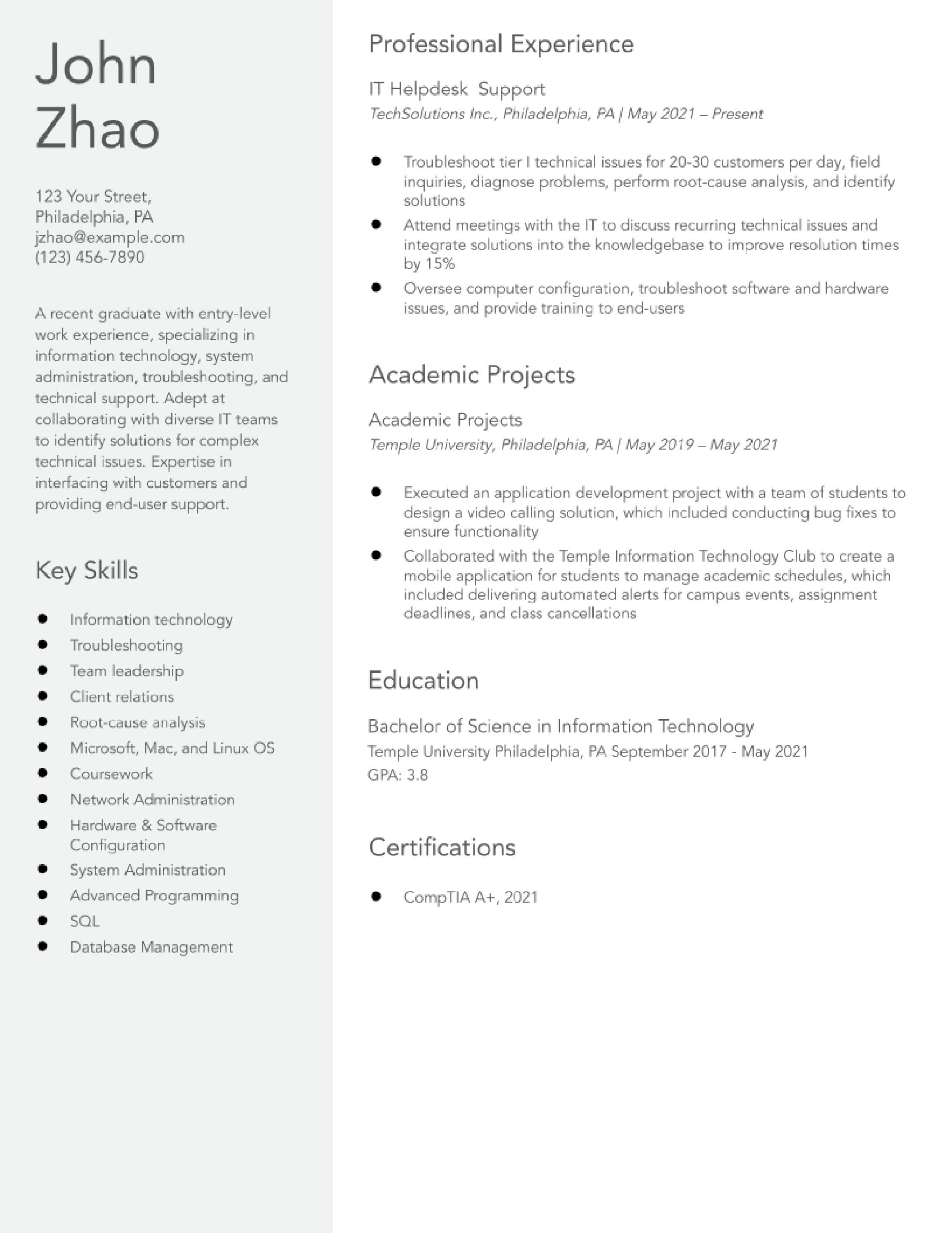 Free Sample Of Entry Level Resumes Entry-level Information Technology Resume Examples In 2022 …