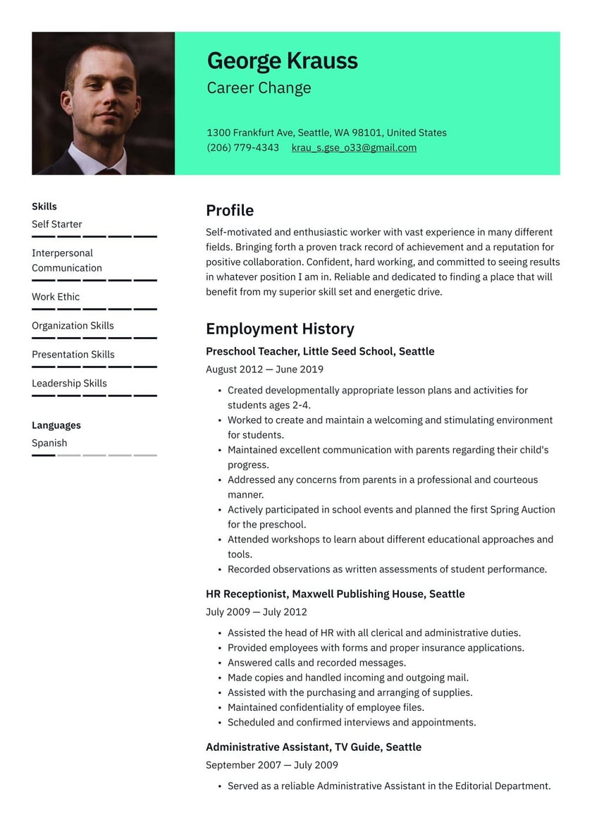 Functional Resume Sample for Career Change Health Specialist Career Change Resume Example & Writing Guide Â· Resume.io