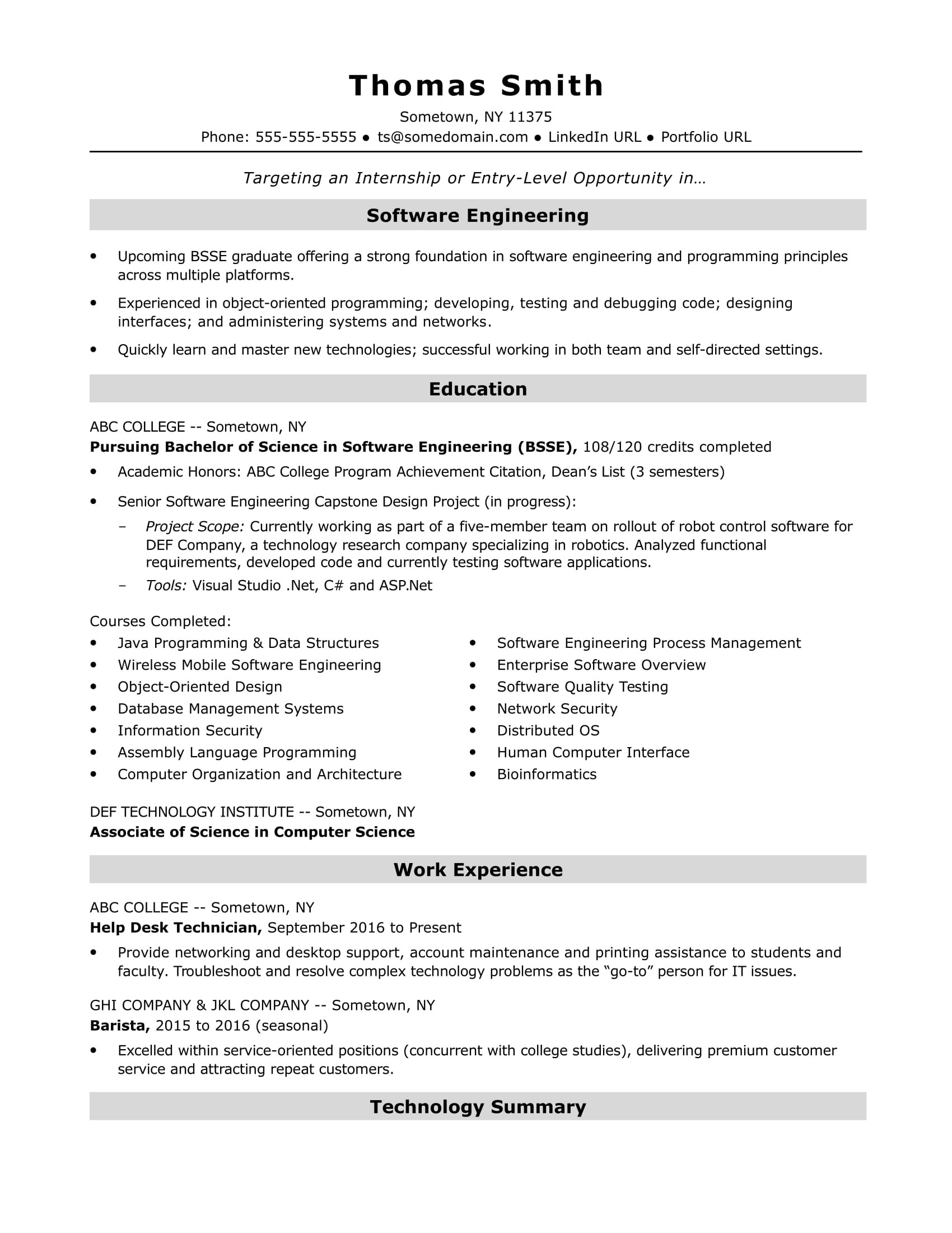 Junior C Developer Resume Sample Acceptance Criteria Entry-level software Engineer Resume Sample Monster.com