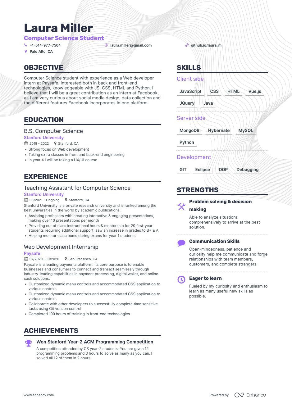 Masters In Computer Science Sample Resume Computer Science Resume Examples & Guide for 2022 (layout, Skills …