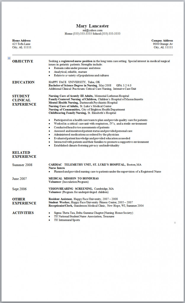 New Grad Registered Nurse Resume Sample Sample New Graduate Nurse Resume 2