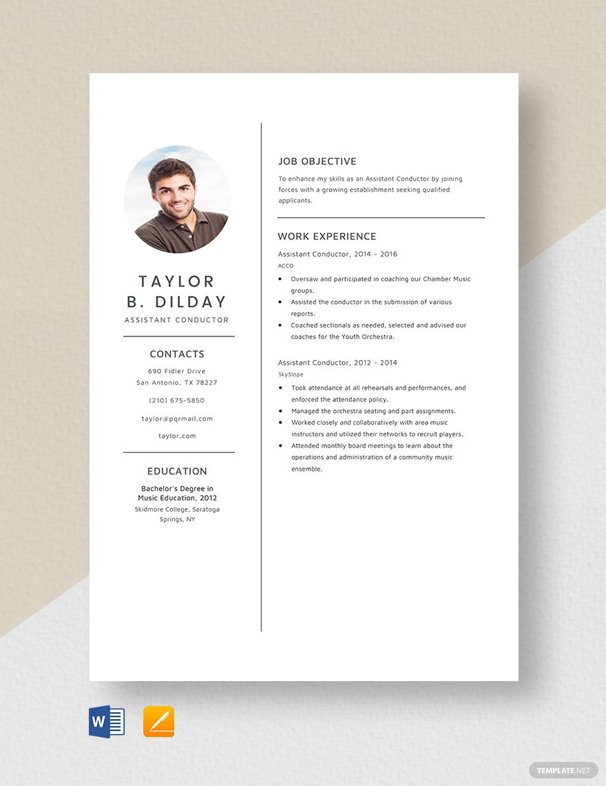 Resume for Dummies On the Job Training Conductor Sample Free Free Conductor Trainee Resume Template – Word, Apple Pages …