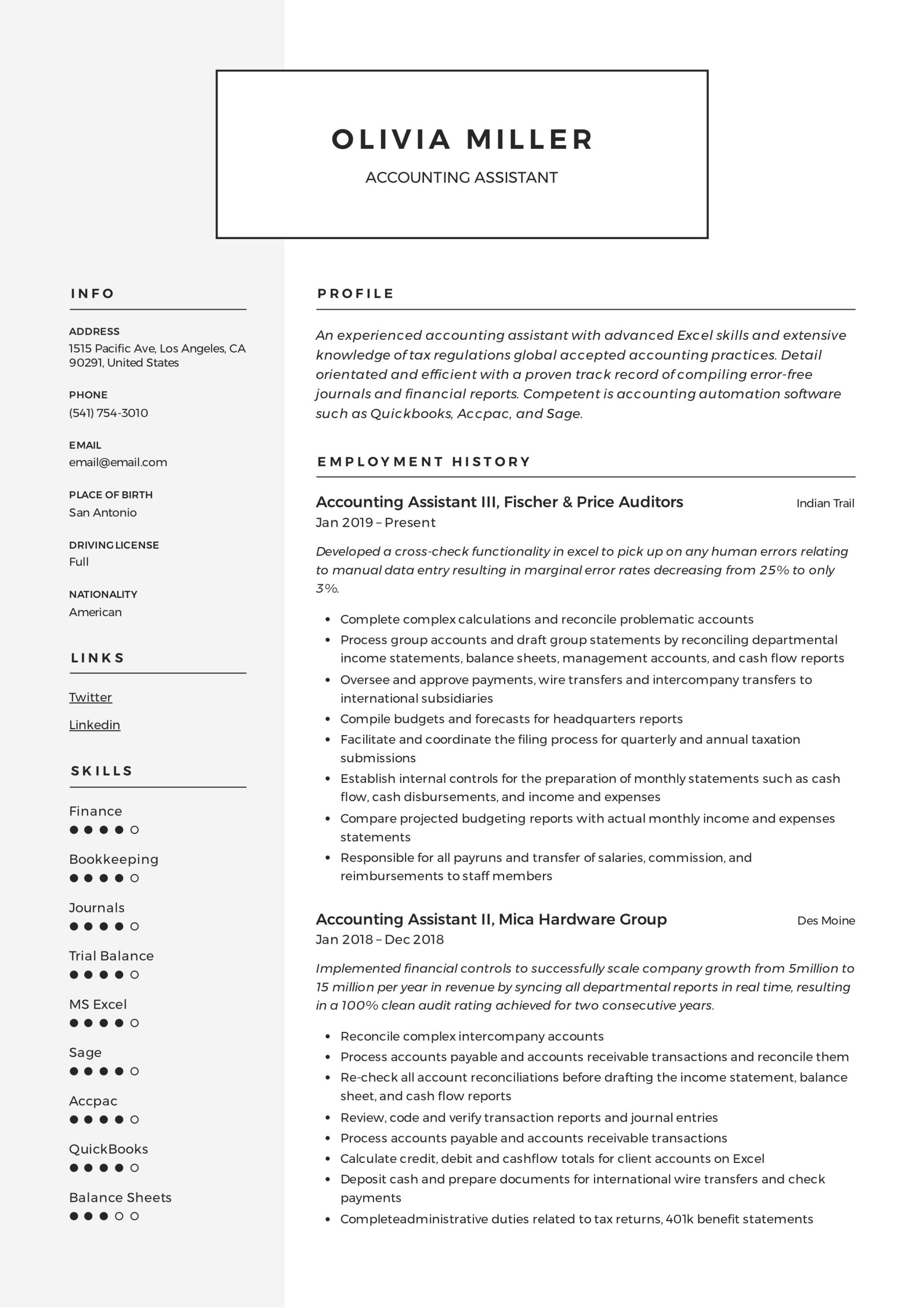 Resume Sample for A P Clerk Manufacturing Accounting assistant Resume & Writing Guide  12 Examples Pdf …