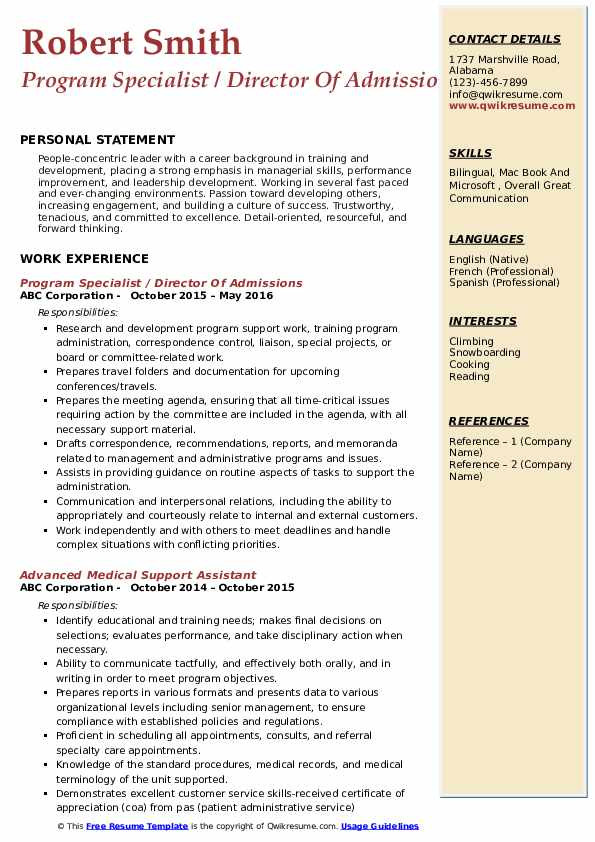 Sample Federal Resume for Program Specialist Program Specialist Resume Samples