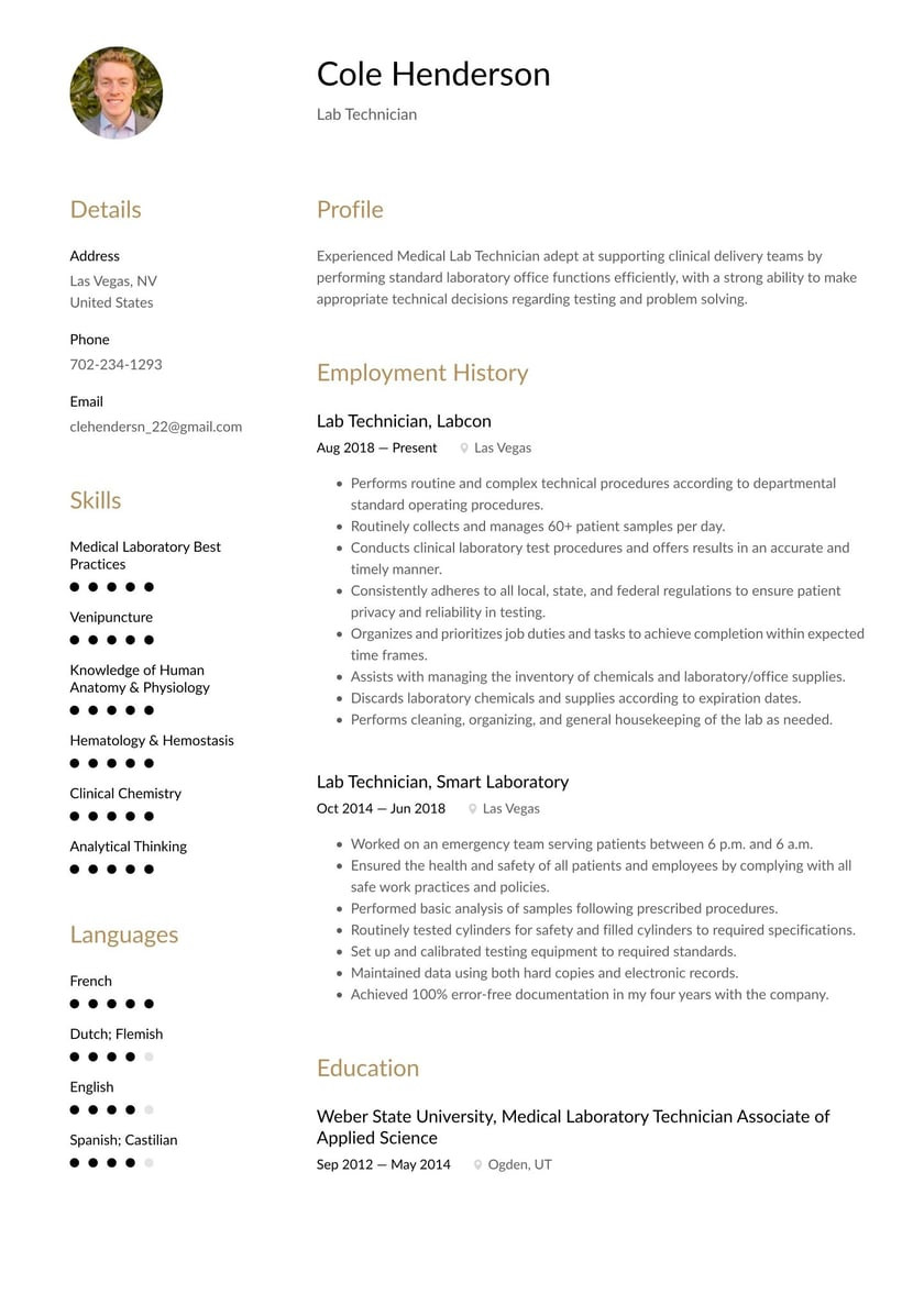 Sample Of Functional Resume for Medical Technologist Lab Technician Resume Examples & Writing Tips 2022 (free Guide)