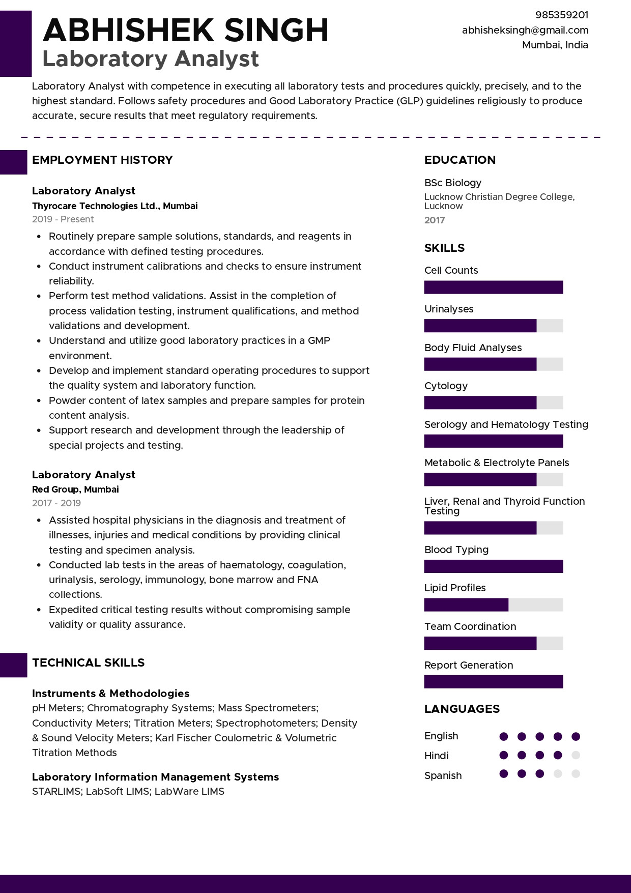 Sample Of Functional Resume for Medical Technologist Sample Resume Of Medical Lab Technician with Template & Writing …