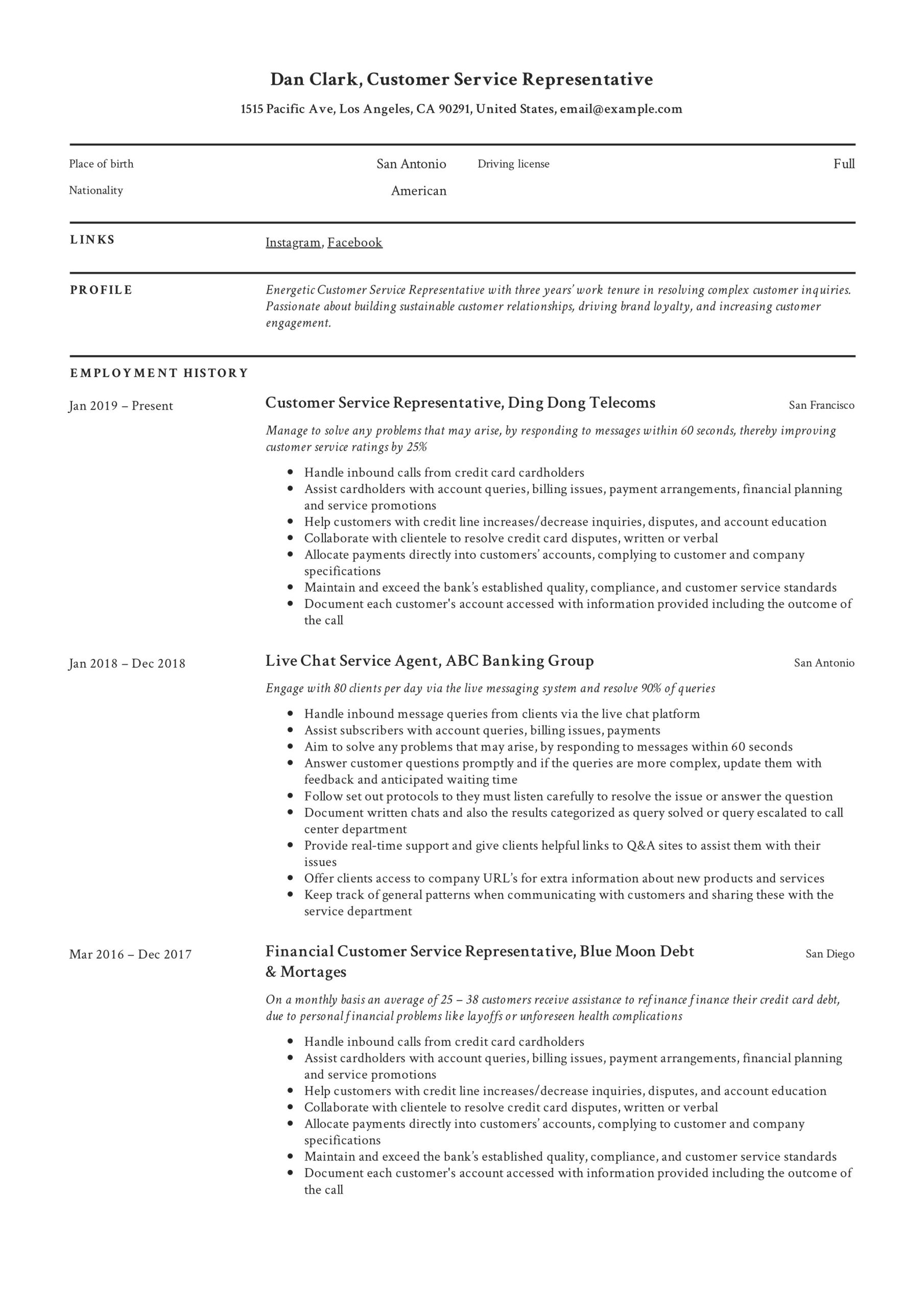 Sample Resume Customer Service Representative Objective Customer Service Representative Resume & Guide 12 Pdf 2022