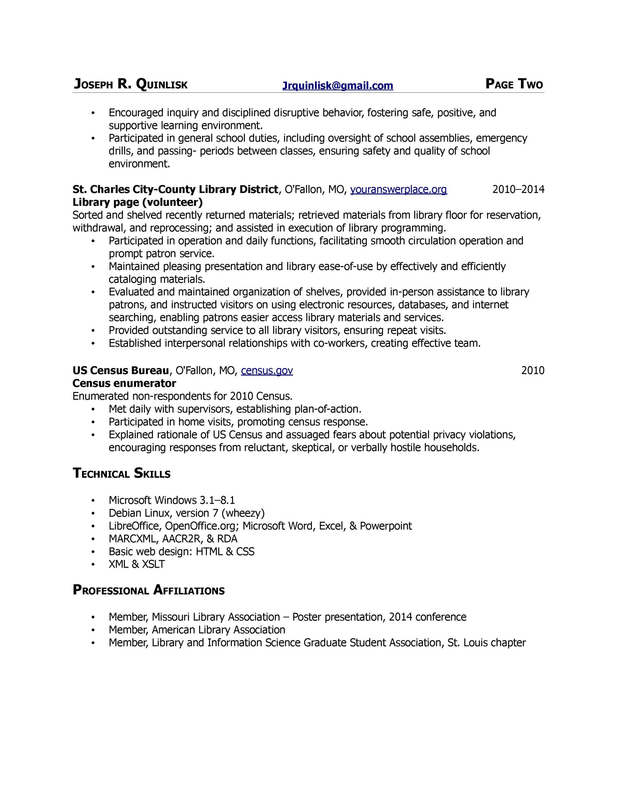 Sample Resume Customer Service Retail to Librarian Library Resume Hiring Librarians Page 2