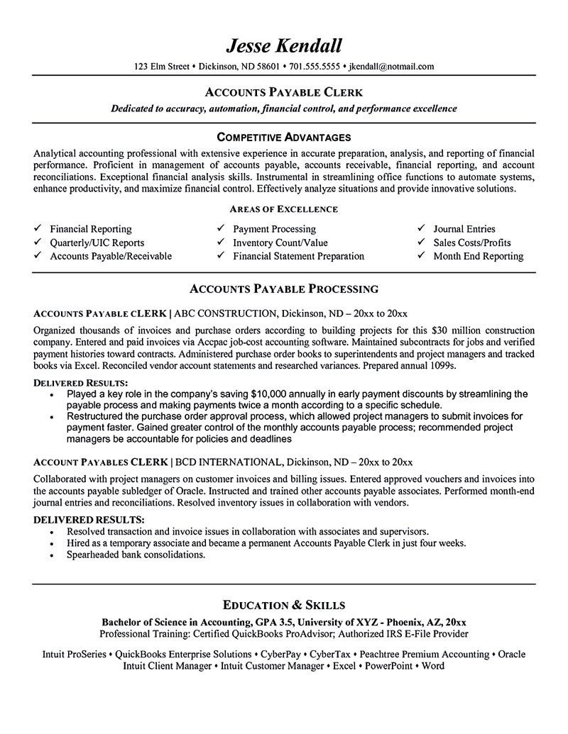 Sample Resume for A P Clerk Accounts Payable Manager Resume, Accounts Payable Resume, Accounts …