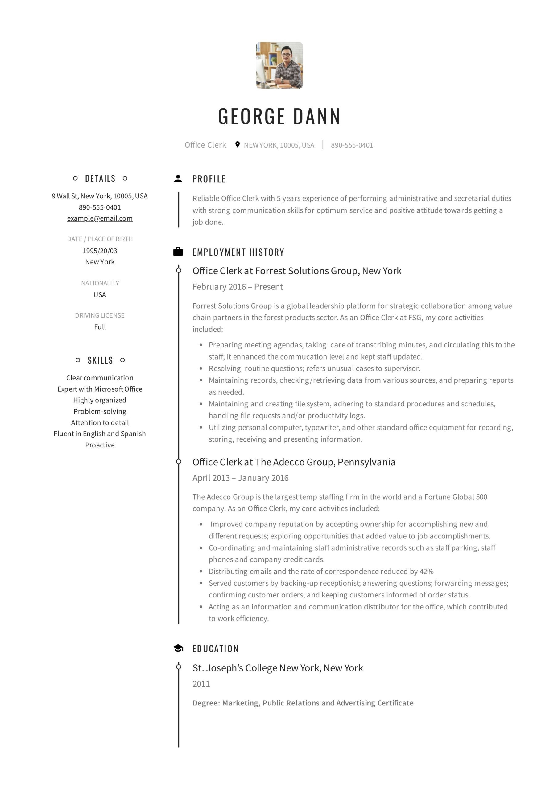 Sample Resume for Bank Clerk with No Experience Creative Office Clerk Resume Job Resume Examples, Resume Guide …