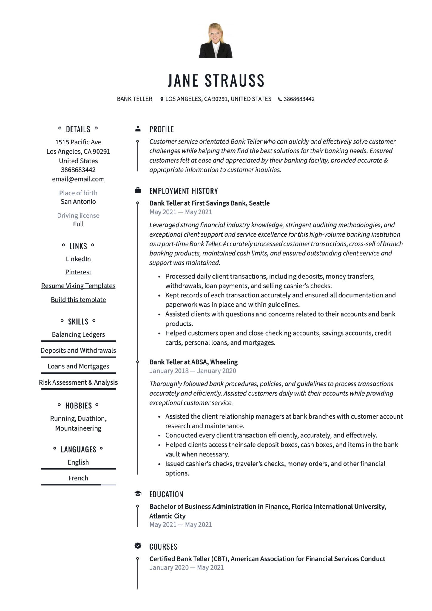 Sample Resume for Bank Teller Position with No Experience Bank Teller Resume & Writing Guide  20 Templates Pdf 2022