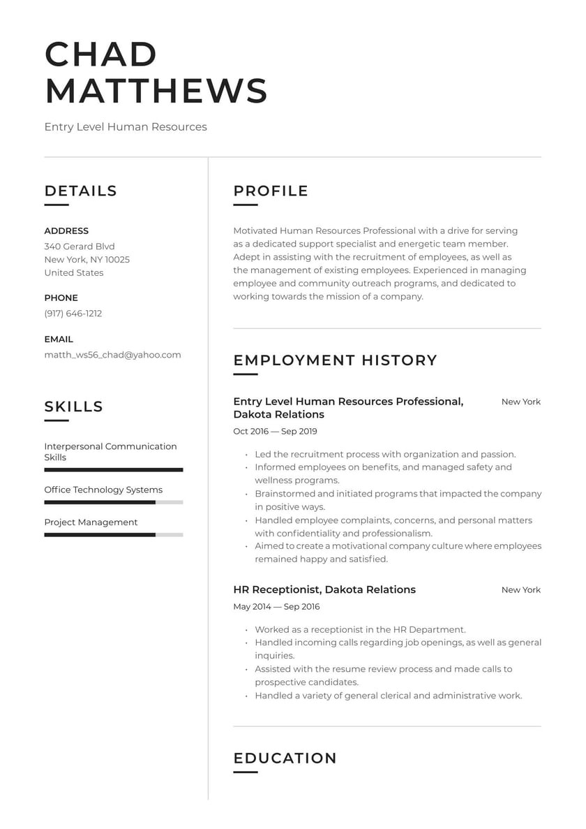 Sample Resume for Entry Level Office Support Entry Level Hr Resume Examples & Writing Tips 2022 (free Guide)