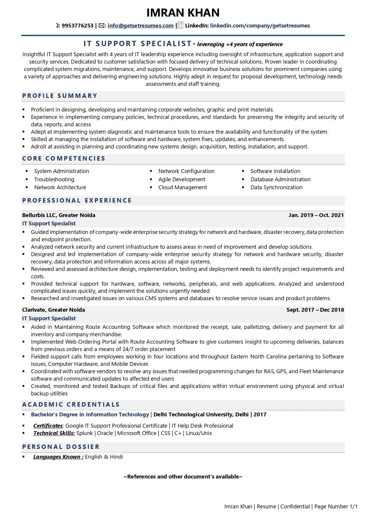 Sample Resume for It Support and Testing Role It Support Specialist Resume Examples & Template (with Job Winning …