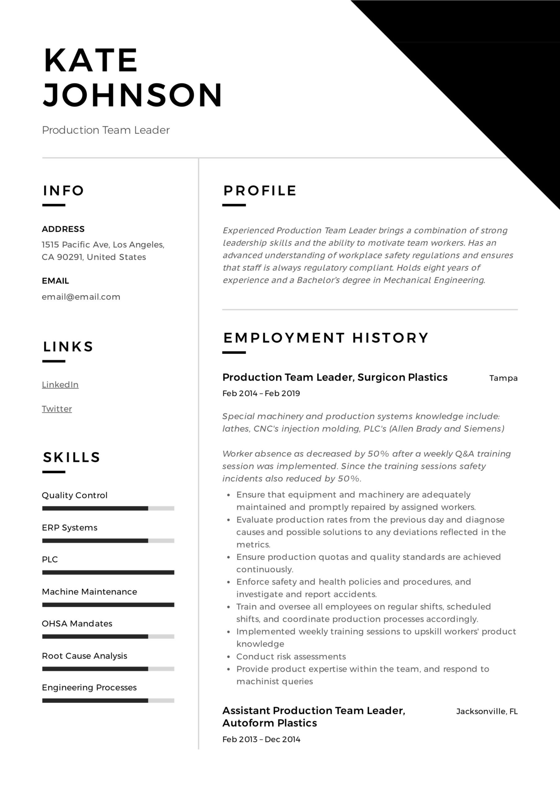 Sample Resume for It Team Leader Full Guide: Production Team Leader Resume 12 Examples