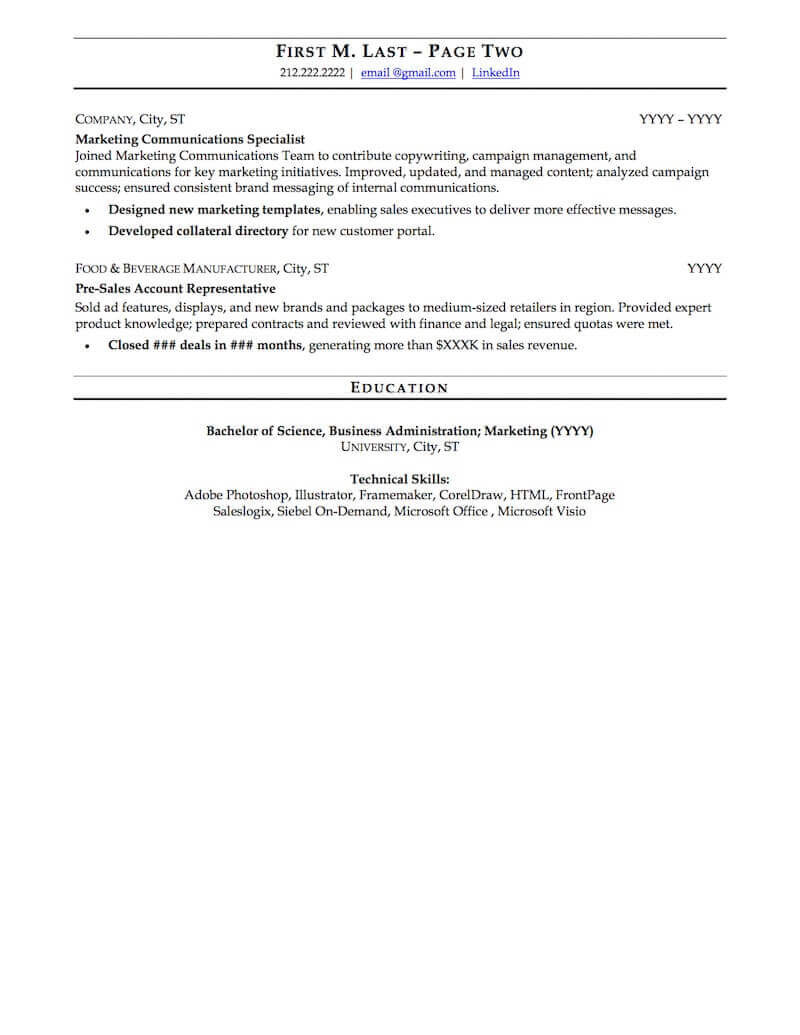 Sample Resume for U Of M Mid Career Resume Sample Professional Resume Examples topresume