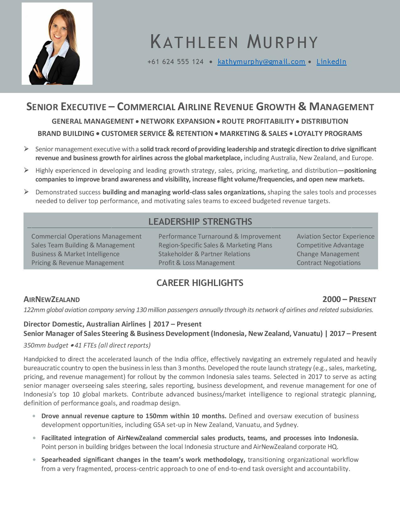 Sample Resume Of Corporate Director Of Revenue Management Samples – Executive Resume Services