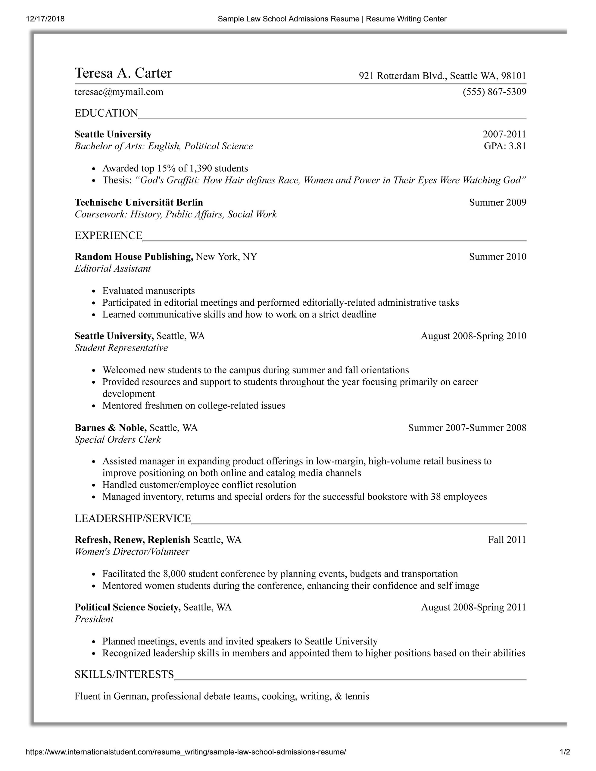 Sample Resume Recent Law School Graduate 5 Law School Resume Templates: Prepping Your Resume for Law School …