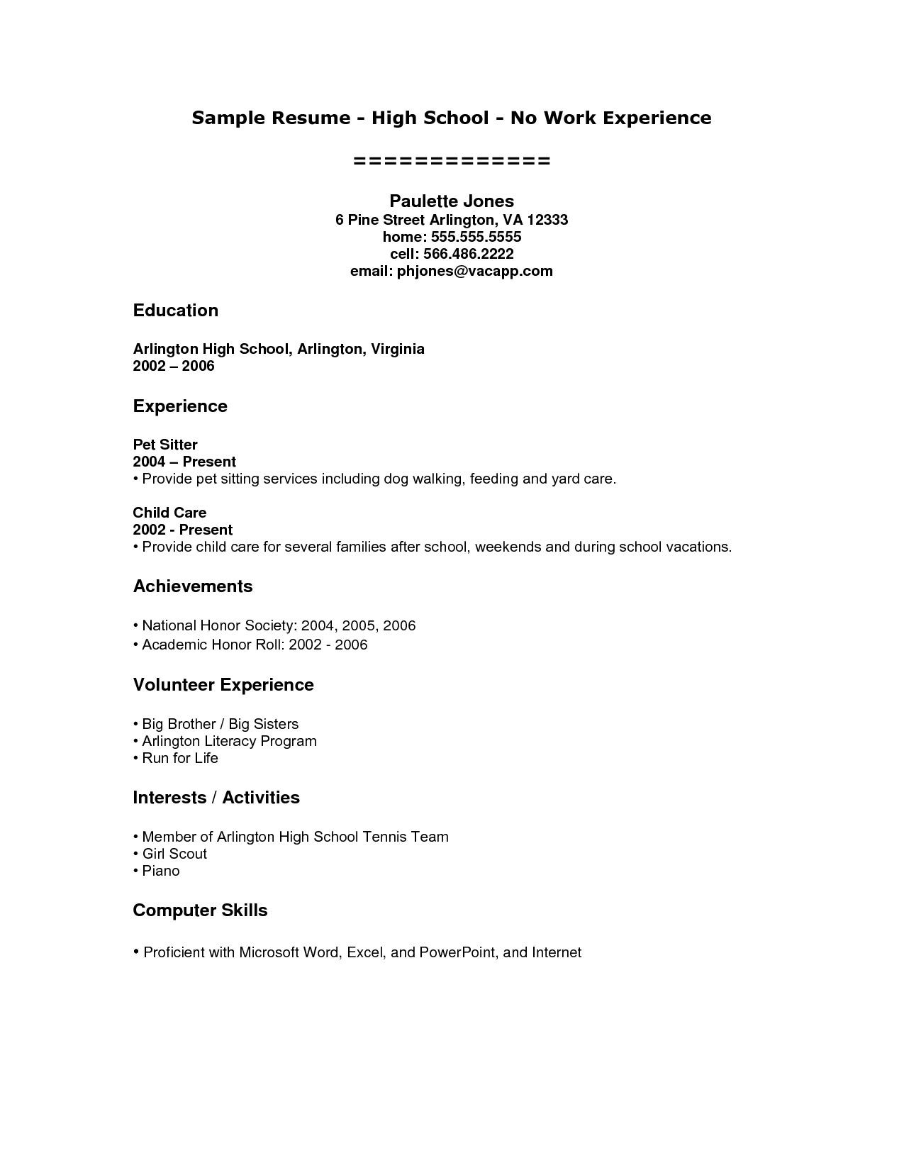 Teenage Resume Sample No Work Experience Resume-examples.me Student Resume Template, High School Resume …