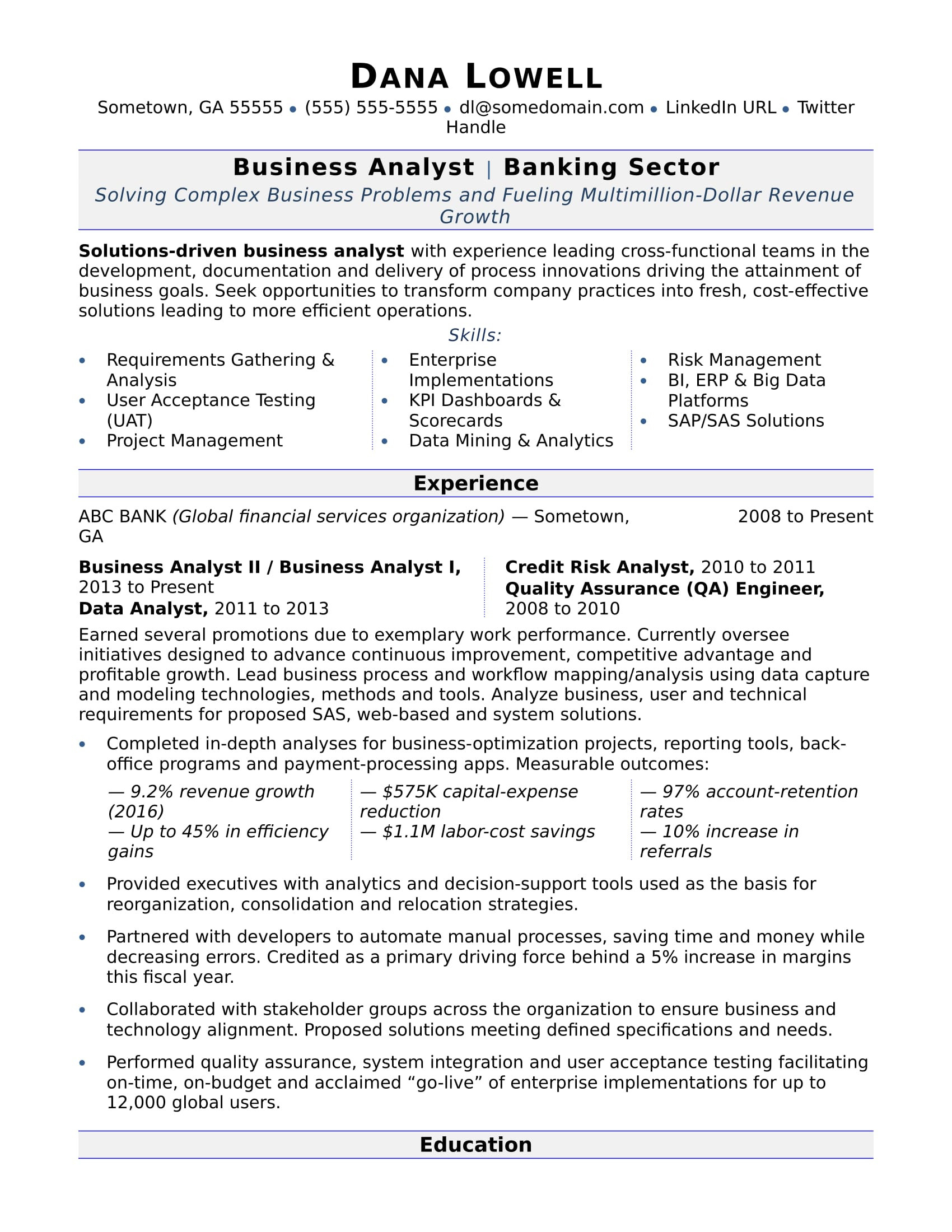 Telecom Business Analyst Resume Sample In Usa Business Analyst Resume Monster.com