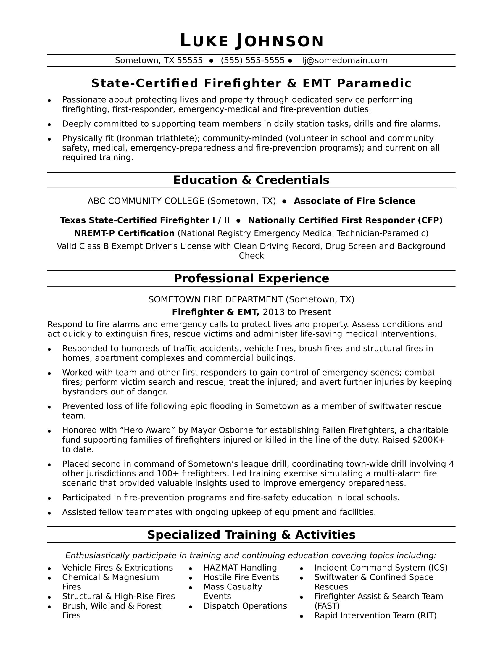 Volunteer Substance Abuse On Resume Sample Sample Firefighter Resume Monster.com