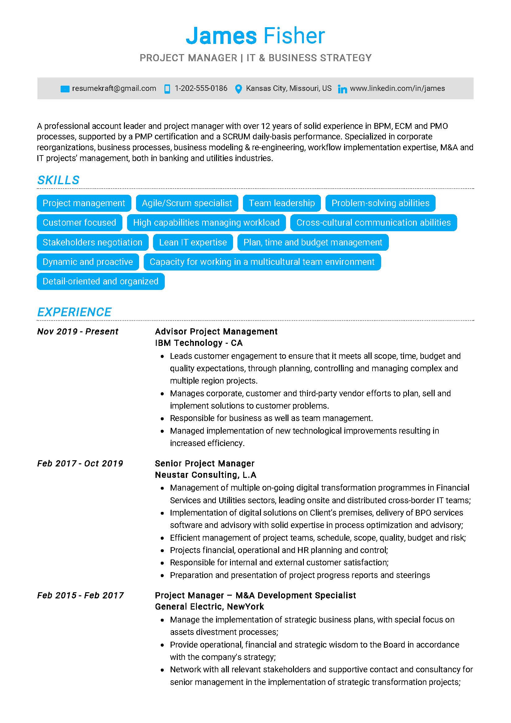 Agile Scrum Project Manager Resume Sample Project Manager Resume Sample 2022 Writing Tips – Resumekraft