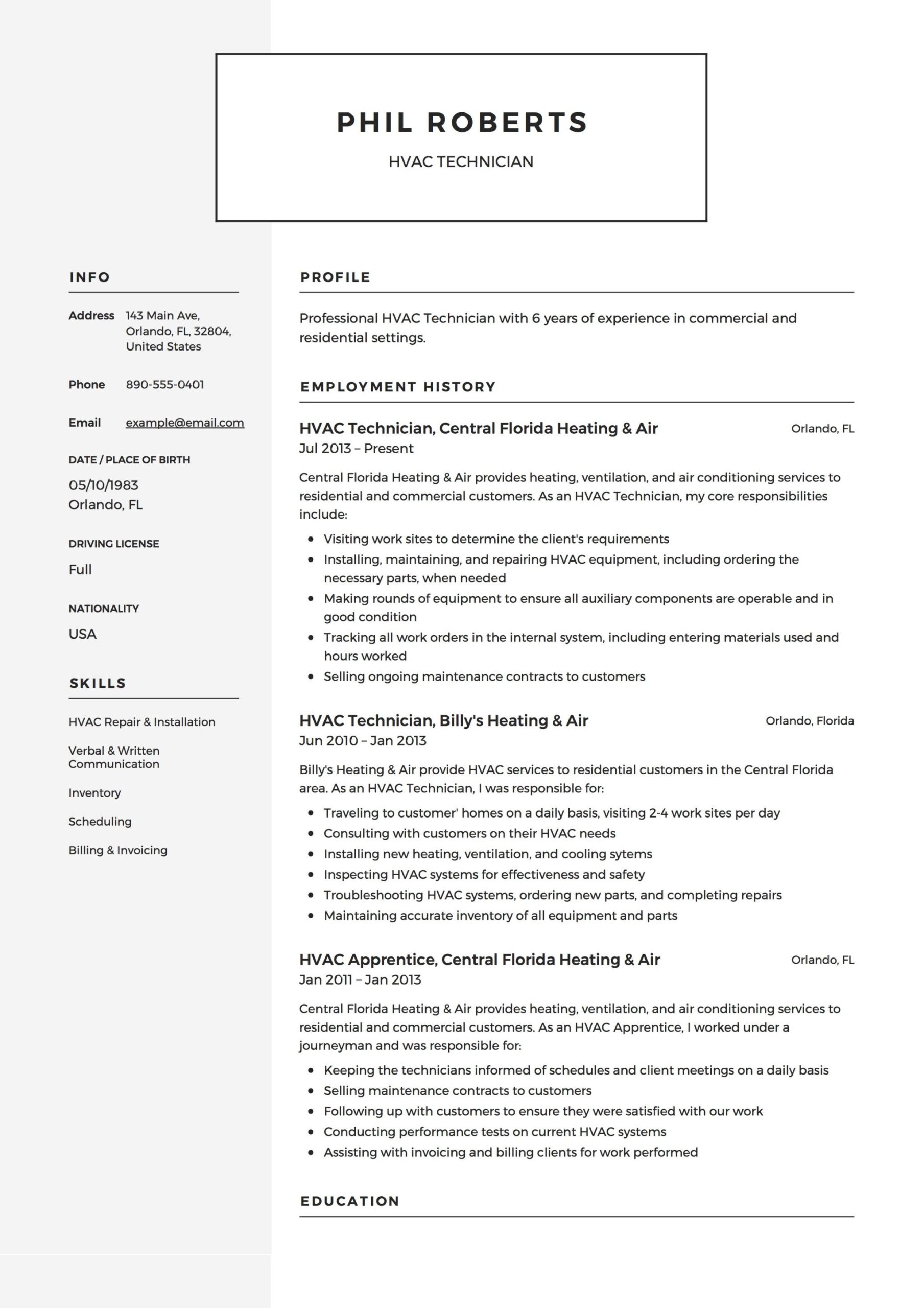 Air Conditioning Technician assistant Resume Samples Hvac Technician Resume & Guide   12 Templates Pdf & Word