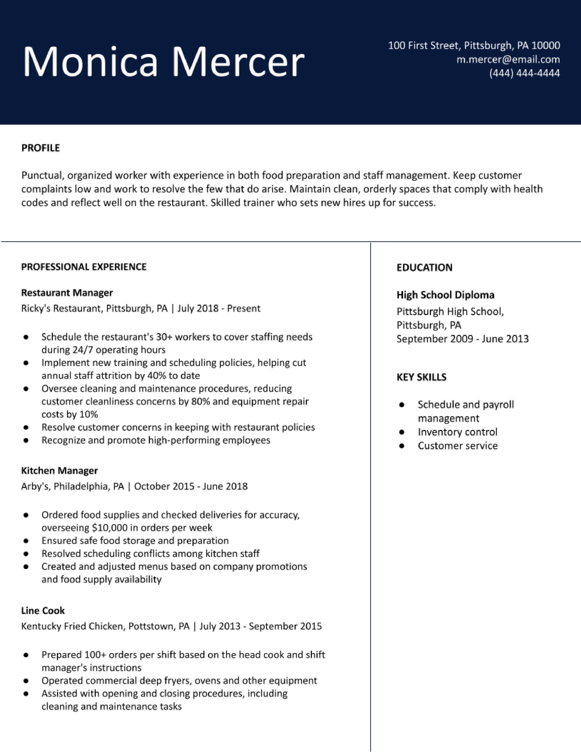 Chick Fil A Cook Resume Sample Fast Food Worker Resume Examples In 2022 – Resumebuilder.com