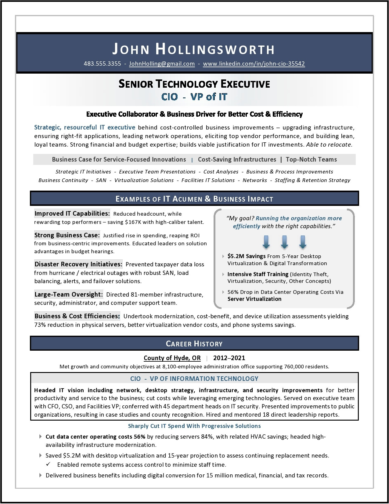 Chief Information Security Officer Sample Resumes 2021 and 2022 Executive Resume Samples