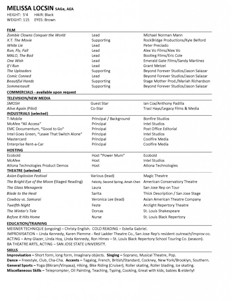 Child Actor Resumes with No Experience Sample Acting Cv 101: Beginner Acting Resume Example Template