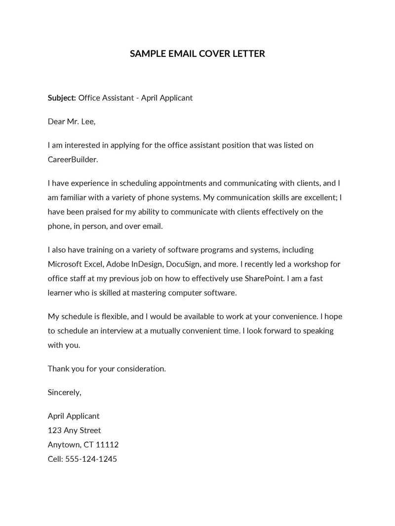 Cover Letter for Resume Email Sample 32 Email Cover Letter Samples How to Write (with Examples)