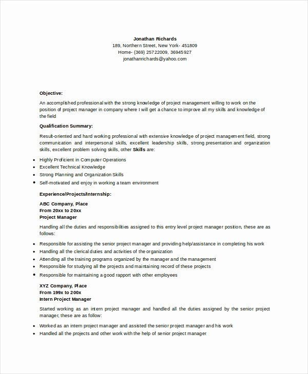 Entry Level Project Coordinator Resume Sample Entry Level Project Coordinator Resume Inspirational 9