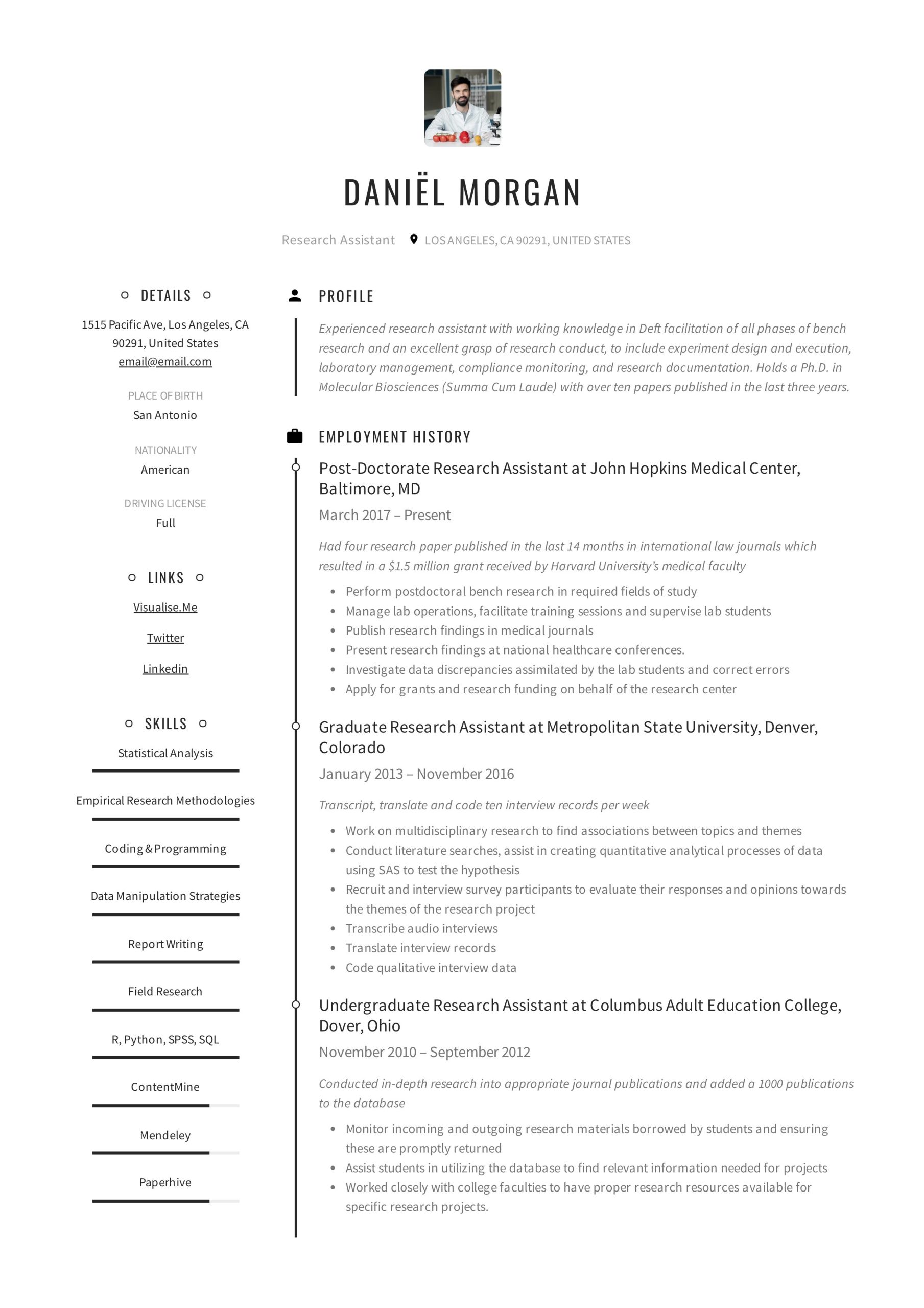 Finance Undergraduate Research assistant Resume Sample Research assistant Resume & Writing Guide  12 Resume Examples