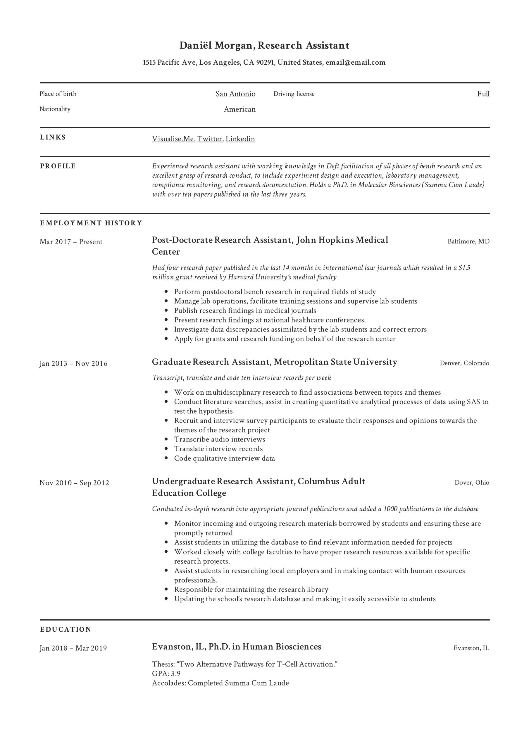 Finance Undergraduate Research assistant Resume Sample Research assistant Resume & Writing Guide  12 Resume Examples