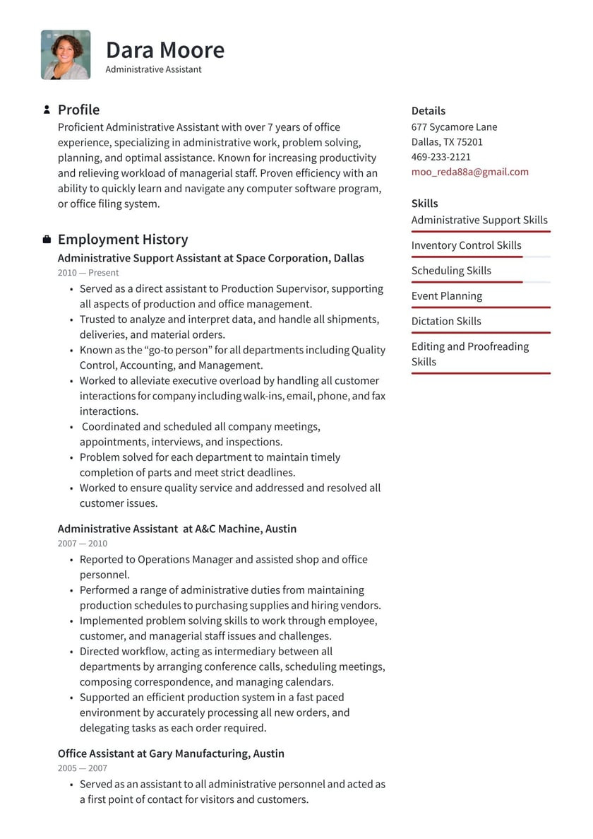 Free Sample Of Resume for Administrative assistant Administrative assistant Resume Examples & Writing Tips 2022 (free