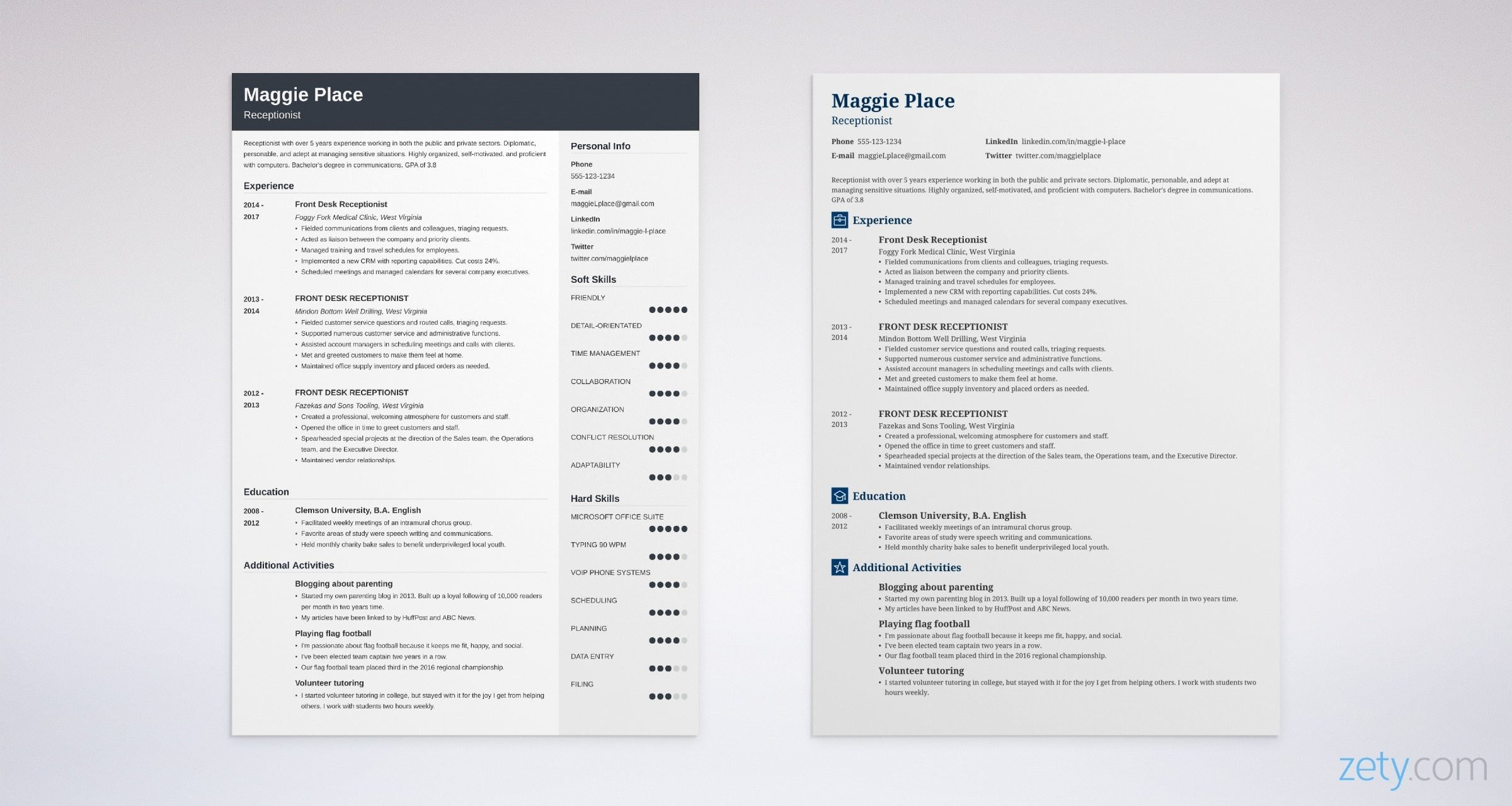 Functional Sample Resume for Front Desk Receptionist Receptionist Resume Examples (skills, Job Description & Tips)