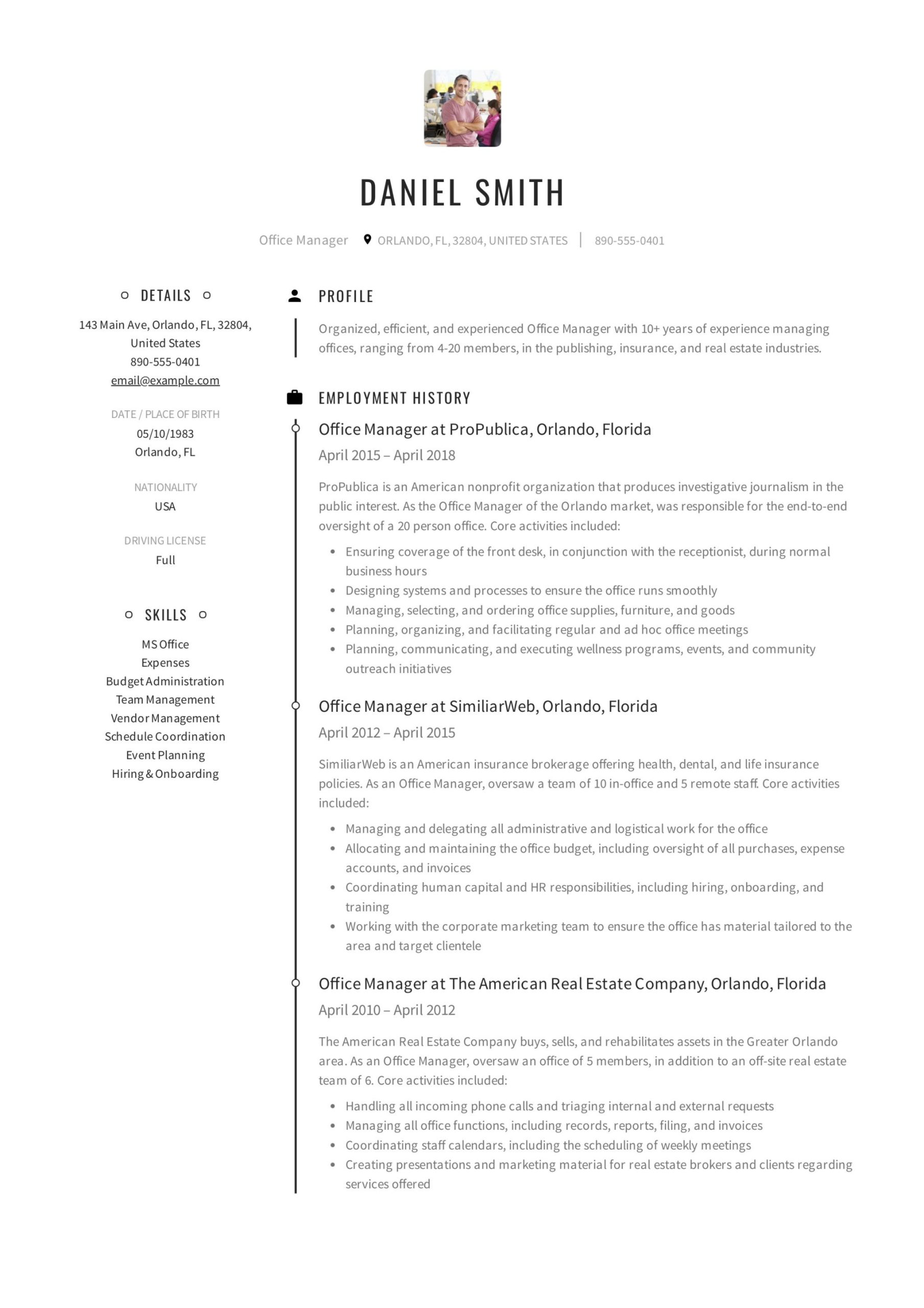 Furniture Manufacturer Regional Sales Manager Resume Sample Office Manager Resume & Guide 12 Samples Pdf 2021