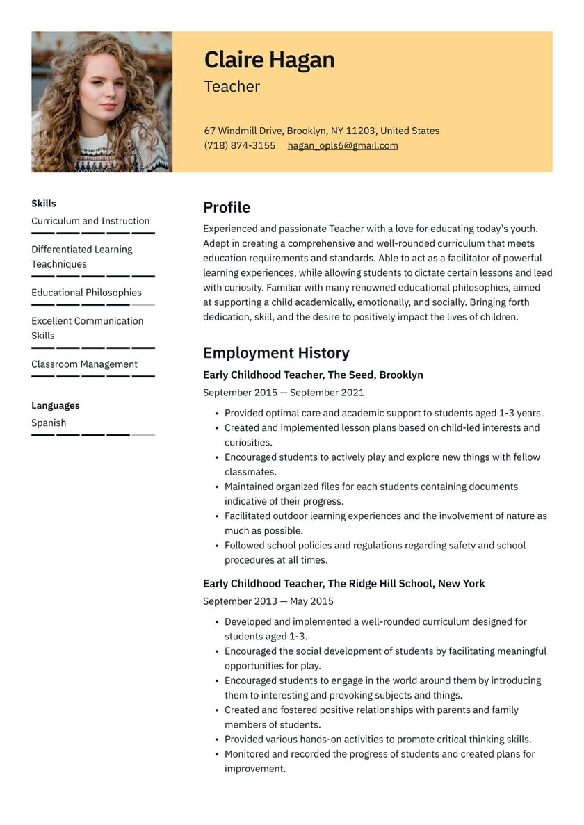 High School History Teacher Resume Sample Teacher Resume Examples & Writing Tips 2022 (free Guide) Â· Resume.io