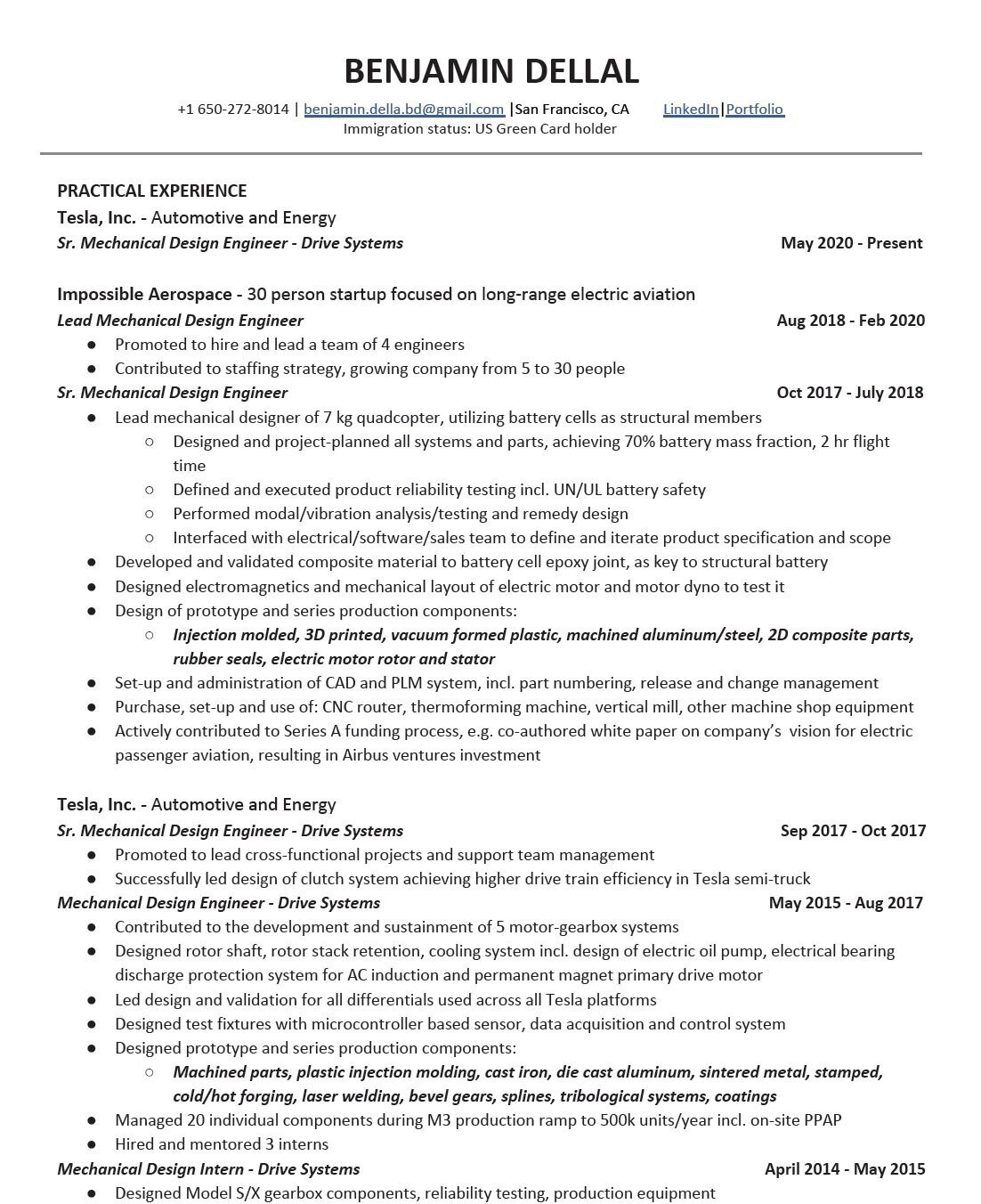 Induction Motor Design Engineer Resume Sample Resume â Benjamin Dellal