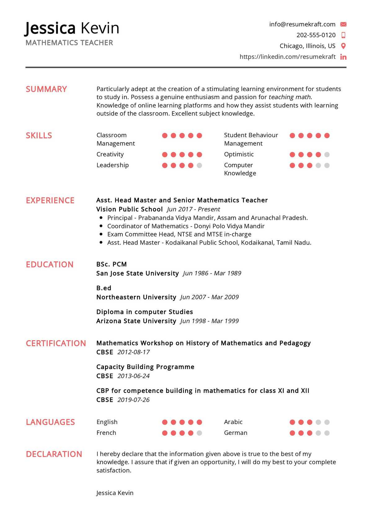 Math Teacher Sample Resume Cover Letter Mathematics Teacher Resume Sample 2022 Writing Tips – Resumekraft