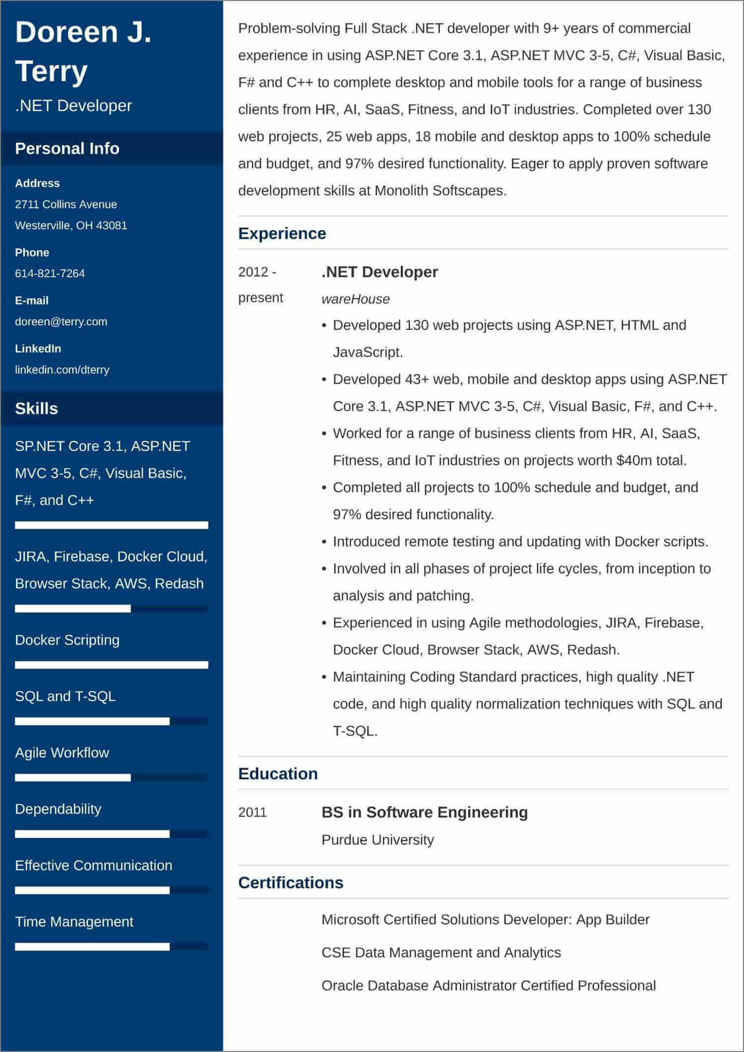 Net Mvc Experience with Sql Resume Samples Net Developer Resumeâsample and 25lancarrezekiq Writing Tips