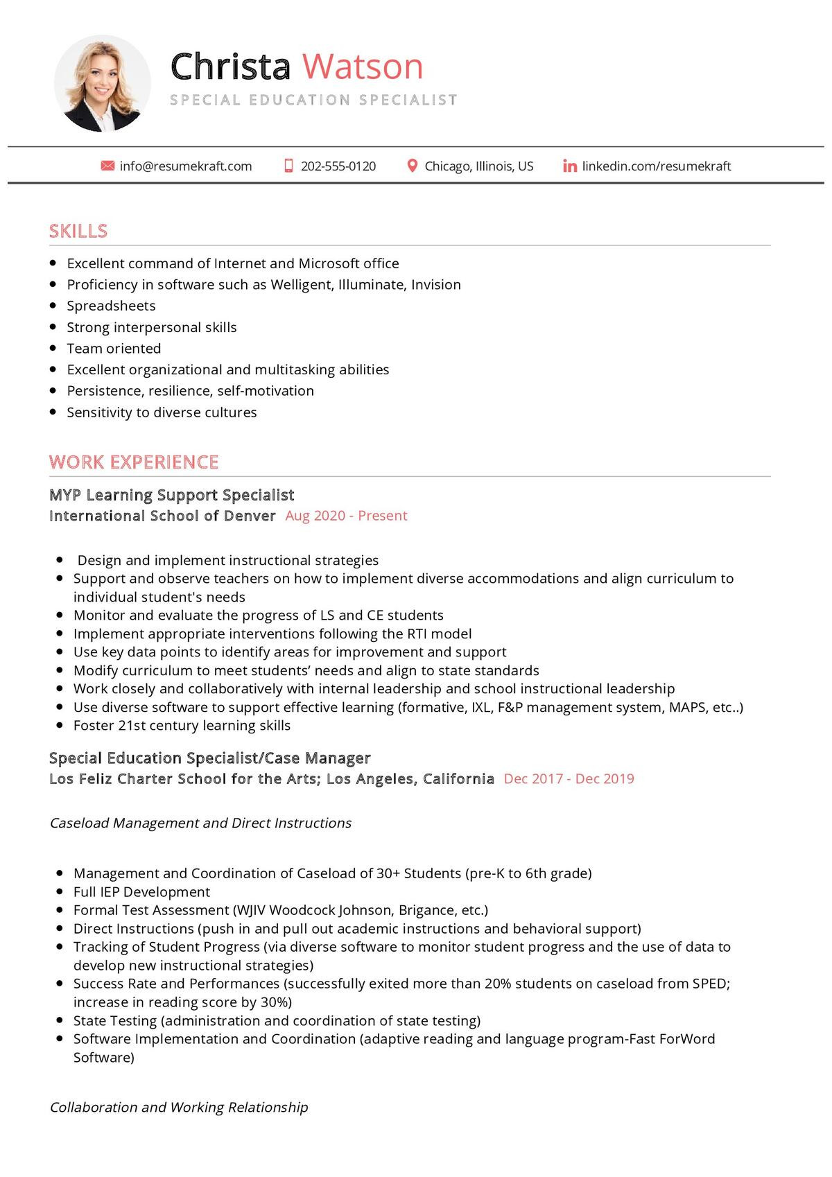 Resume Sample for Teachers Special Education Special Education Specialist Cv Sample 2022 Writing Tips …