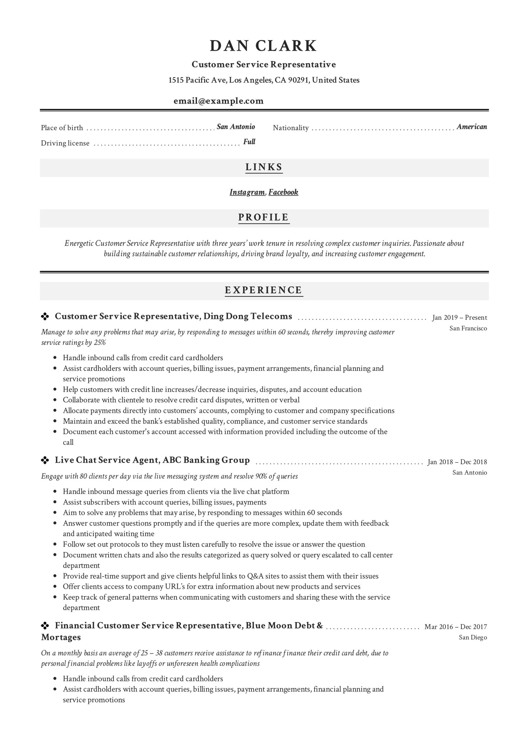 Resume Samples for Bank Customer Service Representative Customer Service Representative Resume & Guide 12 Pdf 2022