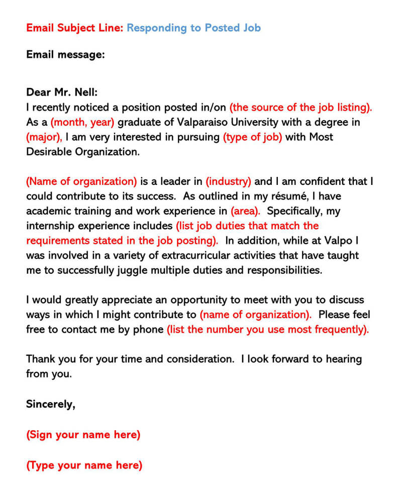 Sample Email Response to Resume Request 32 Email Cover Letter Samples How to Write (with Examples)