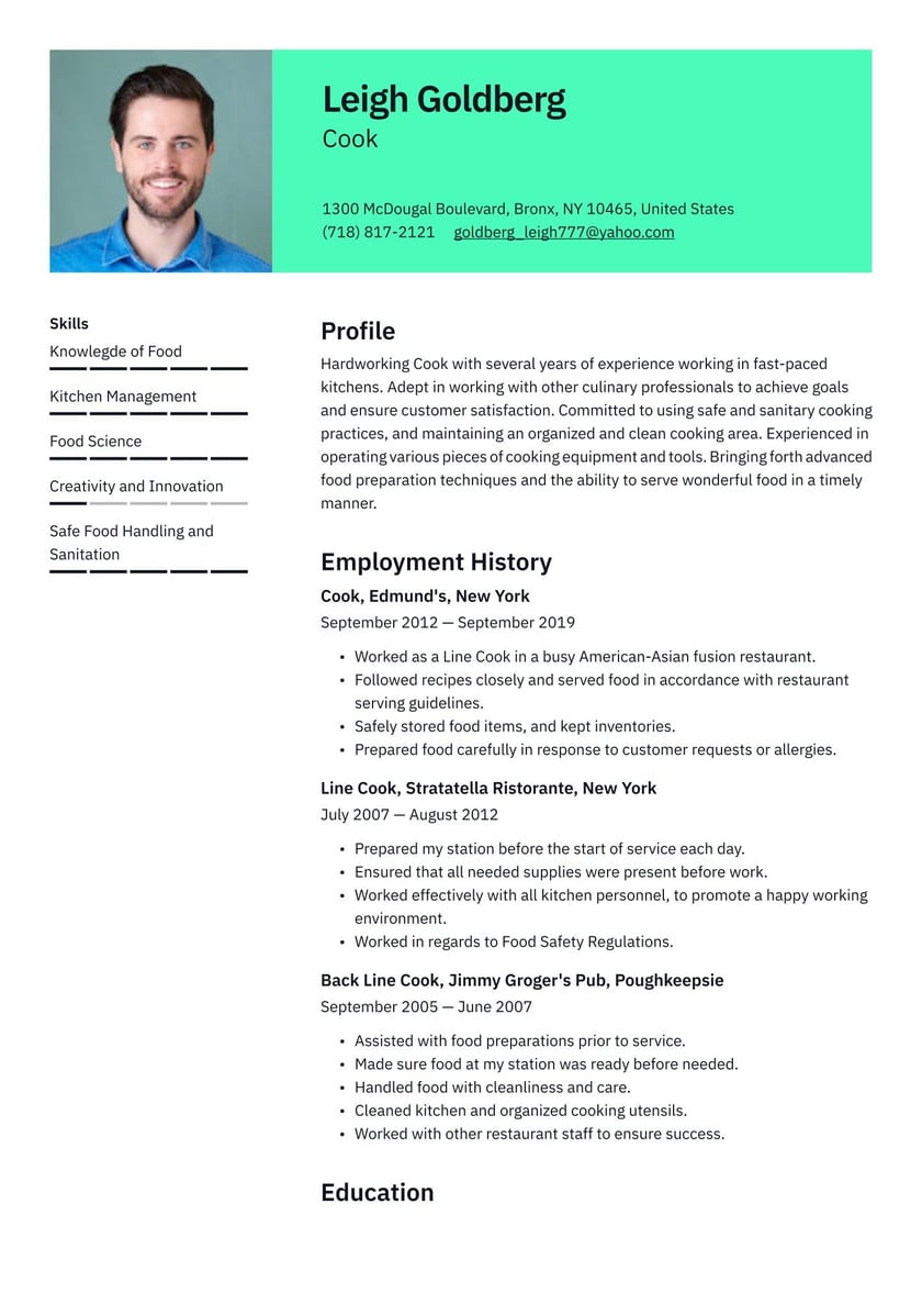 Sample Grill Cook Resume Job Description Cook Resume Examples & Writing Tips 2022 (free Guide) Â· Resume.io