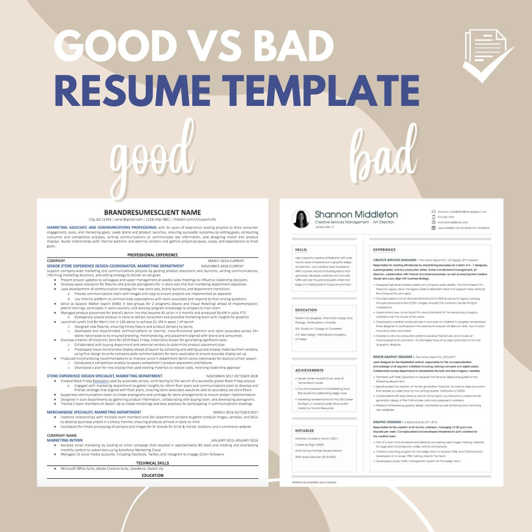 Sample Of Good and Bad Resume ØªÙÛÛØªØ± Brandresumes Ø¯Ø± ØªÙÛÛØªØ±: Â«here is An Example Of A Good Vs …