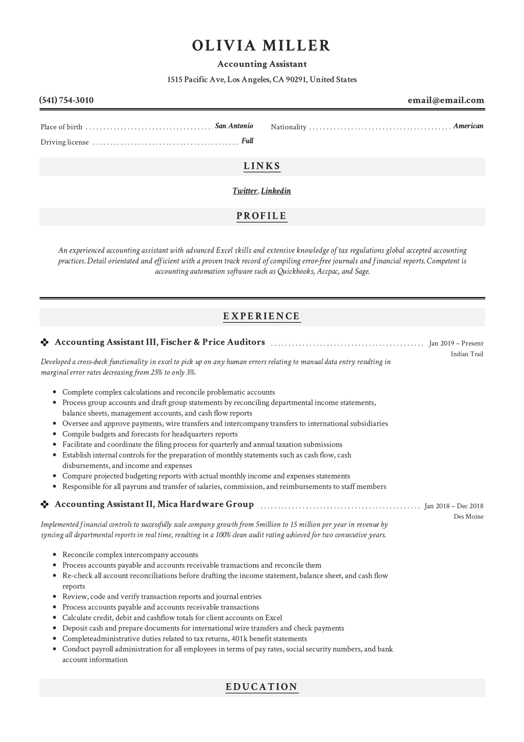 Sample Resumes for Low Icnome Jobs Accounting & Finance Resume Examples 2022 Free Pdf’s