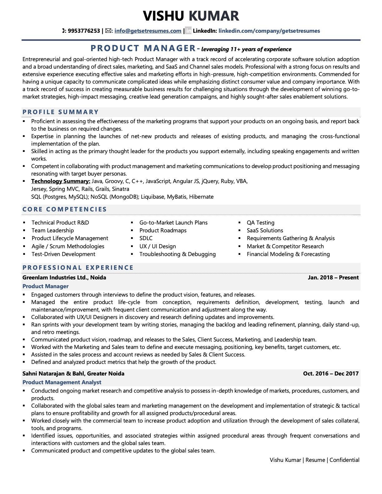 Software Product Development Manager Resume Sample Product Manager Resume Examples & Template (with Job Winning Tips)